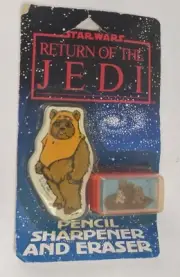 1984 Star Wars Return Of Jedi Pencil and Sharpener And Eraser Ewoks Wicket Set