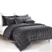 Alastairs Augusta Faux Mink Quilt / Comforter Set Charcoal - King