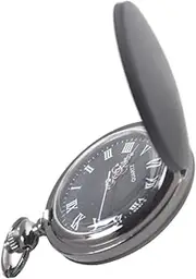 [SAFIGLE] Vintage Black Matte Pocket Watch for Men and Women Portable Quartz Watch with Chain Casual Design for Everyday Use