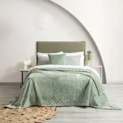 Renee Taylor Heston Bed Blanket 480GSM Velvet Sherpa Eucalyptus