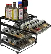 Upgraded Pull Out Spice Rack Organizer for Cabinet Storage Upto 54 Jars, 3-Tier