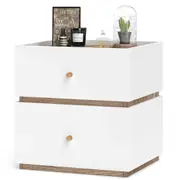 Costway 2-Drawer Dresser Chest of Drawers Side End Table Nightstand Bedside Table Cabinet w/Metal Slide Natural