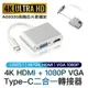 Type-C轉VGA+HDMI4K高畫質影音轉接器-鋁合金材質