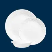 Corelle 12pc Vitrelle White Embossed Bella Faenza Dinnerware Set Service for 4