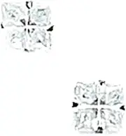 [JewelryWeb] 14k White Gold 4x4mm 4 Segment Square CZ Simulated Diamond Light Prong Set Earrings Stud Earring for Women