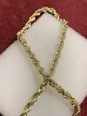 24 Inches Yellow Gold Rope Chain Lobster Lock 4mm Not Scrap