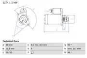 Bosch Starter Motor for Daewoo 1.5L Petrol G15MF 09/94 - 09/95