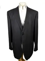 Luigi Bianchi Suit 48L Charcoal with blue stripes 2-button Colombo 150s Wool