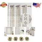 Durable Linen Blend Striped Curtains - 72" Light Filtering Drapes for Home Decor