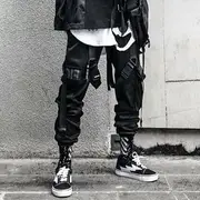Harem Cargo Pants Black - L