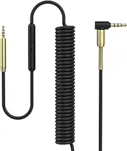 Coiled Audio Cable Aux Cord, 2.5mm to 3.5mm Audio Cable Compatible with for Bose 700 Quietcomfort 35 II/35/25 On-Ear 2/OE2i Soundtrue/Soundlink, with in-line Mic Volume Control