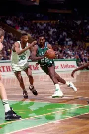 Rolando Blackman Dallas Mavericks drives v Reggie Lewis Boston Cel- Old Photo