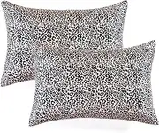 THXSILK Set of 2 Natural Silk Pillowcase for Hair and Skin with Hidden Zipper, Grade 6A+ Mulberry Silk Pillow Case, Organic Silk Pillowcase Standard Size 20x26 inches, Leopard Print