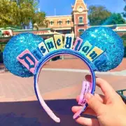 Disney Parks Disneyland 2020 1st Edition Sequin Marquee Sign Ear Headband BNWT