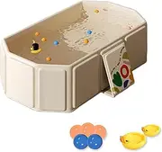 Foldable Bathtub for Kids, Portable Tub for Baby, Toddler Bath Tub with Drain, with 2 Ducks and 5 Balls, Cat Dog Wash Shower Basin (#b)