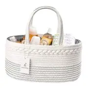 Diaper Caddy Organizer, Large Cotton Rope Nursery Baby Basket, Changing Table