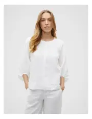 [Seed Heritage] Core Linen Balloon Sleeve Top in Whisper White