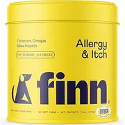 Finn Allergy & Itch for Dogs | Daily Support for Itchy Skin, Immune Health & Seasonal Allergies from Colostrum, Bee Propolis + Probiotics | 90 Soft Chews