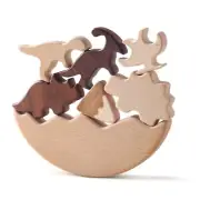 Stacking Toy Dinosaur Block Developmental Wooden Board Game Toy Kids Party Favor