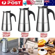 2/4/6 Cup Espresso Maker Moka Percolator Stove Top Stainless Steel Coffee Maker