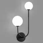 2-Light Mid Century Modern Vanity Light Black Wall Sconces with Globe Milk Gl...