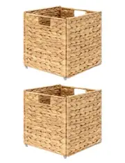 Foldable Wicker Cubes Baskets with Removable Liners, Wicker Storage Basket wi...