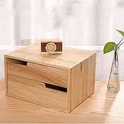 A4 Solid Wood Multi Drawer Storage Box for File, Jewelry and CD Wood Office Filing Cabinet Organizer (2 Tiers)