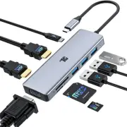 USB C Hub, 9 In 1 Triple Display Collage Display Laptop Docking Station with ...