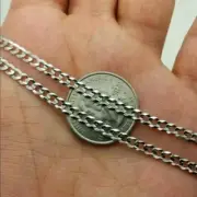 14K Solid White Gold Cuban Link Chain Necklace 2MM Men's Women Size 28"