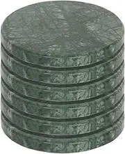 Argon Tableware Green Marble Coasters - 10cm - Pack of 6 - Round Drink Placemats Reusable Dining Table Drink Coaster Placemats Drinking Glass Mat Cup Bar Mats for Table Setting, Restaurants