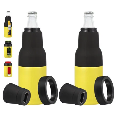 12oz Stainless Steel Can Cooler Insulated Bottles Opener, Yellow, 2 Pcs