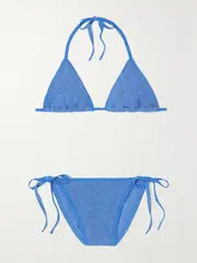 [Hunza G] Hunza G - Gina Metallic Seersucker Bikini - Blue - One size One size Blue