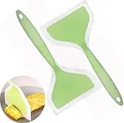 Heat-Resistant Wide Flat for Nonstick Cookware Flat Wide Pancake Shovel,Fish Spatula,Silicone Spatula,Medium Turner Silicone Pancakes Spatula (2packs Green)