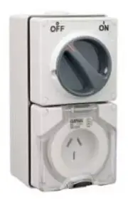 Clipsal 56-SERIES SWITCHED SOCKET 1-Pole 250V 20A 3-Pin Flat,Surface Mount WHITE