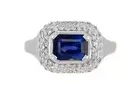 Wonderful Emerald Cut Blue Lab Created Sapphire Engagement Women's Handmade Ring