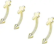 [ZS] 2 Pairs Stainless Steel Eyebrow Rings, 16G Curved Belly Rings Navel Barbell Helix Daith Tragus Earrings, 8/10mm Spike Vertical Labret Lip Piercing Jewelry