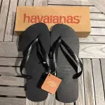 熱銷· 巴西HAVAIANAS哈瓦那夾腳拖鞋夏季TOP經典純黑色男女中性橡膠防滑