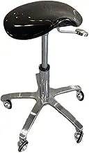 Saddle Stool with Wheels,Heavy-Duty Rolling Chair,Adjustable Height Swivel,for Beauty Clinic Home and Office Use,Bearing Weight 440lbs(Black)