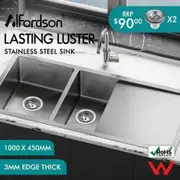 ALFORDSON Kitchen Sink Stainless Steel Drop in Flush Under Mount Bowl 1000X450MM