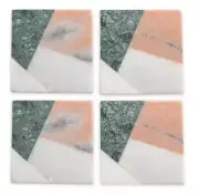 Thirstystone Resin Inlay Marble Stone Coasters Cup Holder Set of 4