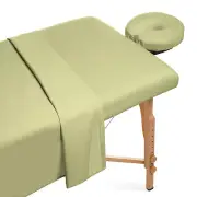 3pc Flannel Massage Table Sheet Set - Facial Bed Covers - Sage Green