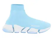 Balenciaga Speed 2.0 Sock Light Blue White High Top Knit Pull Trainer Sneaker 36