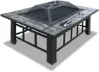 Grillz Portable Folding Fire Pit and BBQ Grill, Black