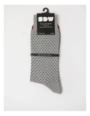 [Simon De Winter] 1 Pair Mercerised Cotton Birdseye Crew Men's Socks in Grey