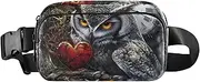 [XYMZR] Fanny Pack Owl Red Heart Clock Hip Bag Belt Bag for Women Man Fashion Waist Pack Water-repellent Crossbody Bag for Halloween Costumes Running Hiking Jogging Travel Sport, Multi-colored, one size