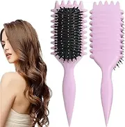 Curly Hair Brush: Bounce Hair Brush Less Pulling Styling Brush for Men and Women Boar Bristle Curl for Combing Detangling, Purple