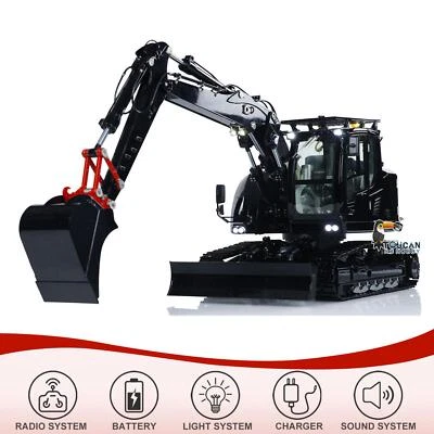 Metal 1/14 RC Black Hydraulic Excavator LR914 5CH Valve Radio Control Digger RTR