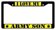 Black License Plate Frame I LOVE MY ARMY SON (YELLOW) Auto Accessory 1937