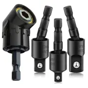 Right Angle Drill Adaptor,4-in-1 Impact Drill Bit Extension,360° Rotatable 1/...