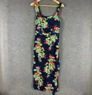 Warehouse Dress Womens 12 Blue Green A Line Flowers Formal Evening Event NEW